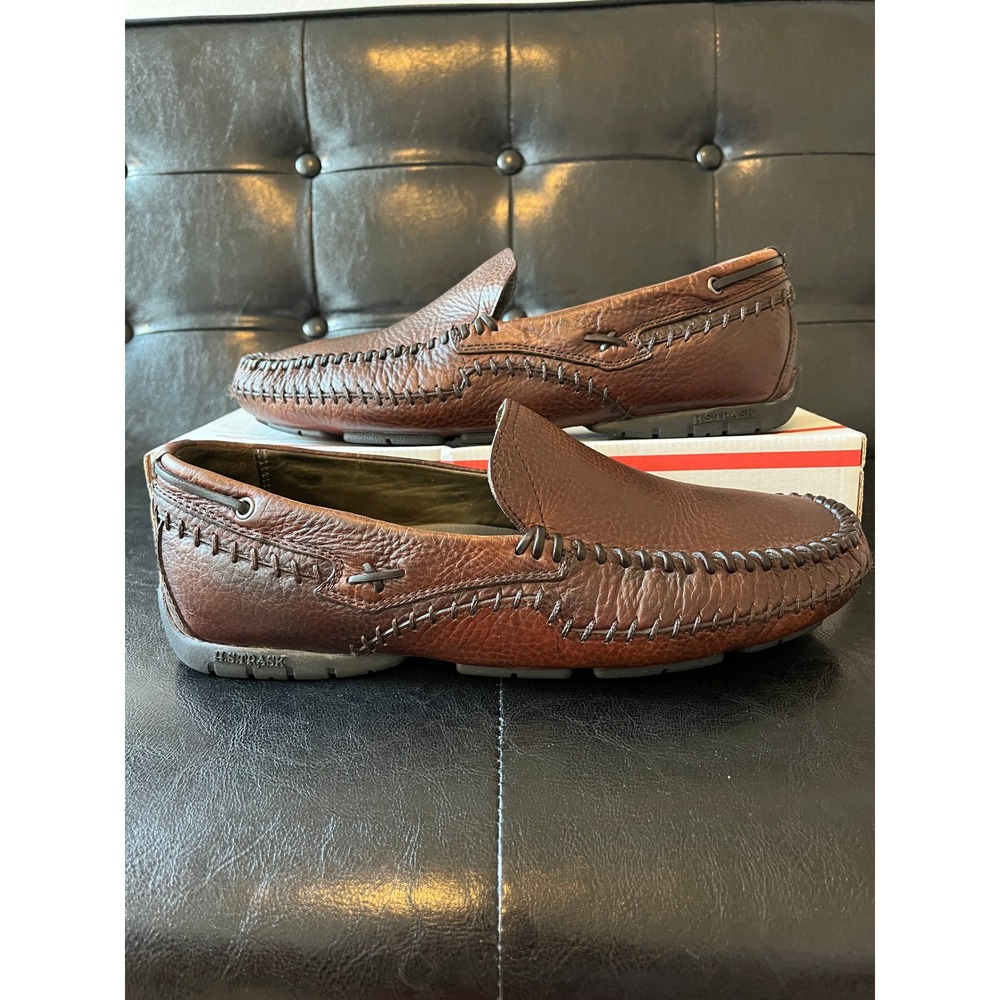 HS Trask Outpost Mens Brown Pebbled Leather Driving Loafers Moccasins